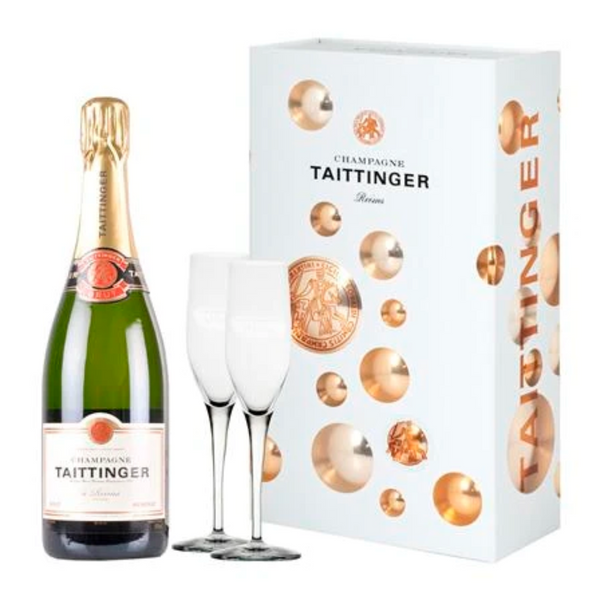 Taittinger Brut Reserve with 2 glasses (Gift Box) @$428