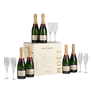Moet et Chandon Brut Champagnes & Champagne Flutes x 6